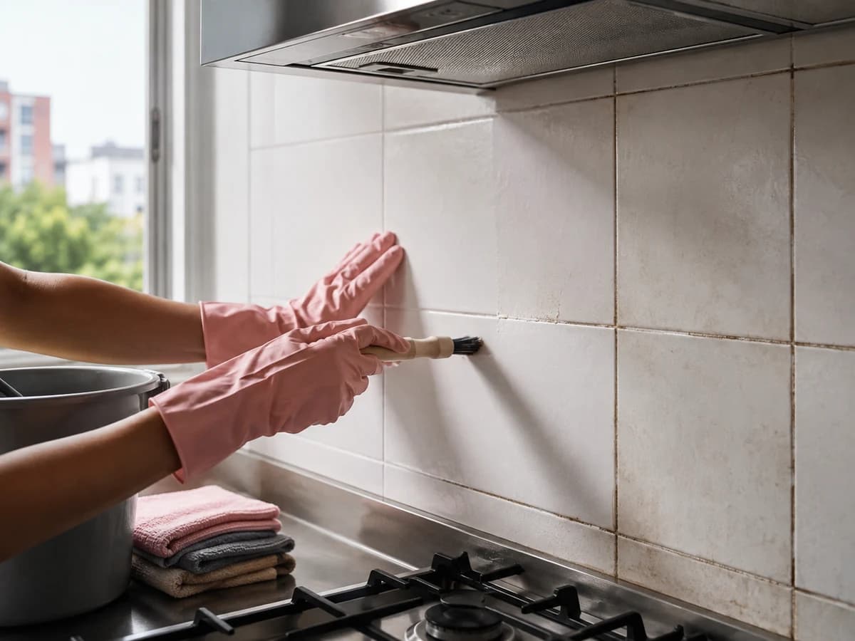 Detalle de limpieza profunda de MimiMaids en la cocina de un apartamento en Laureles