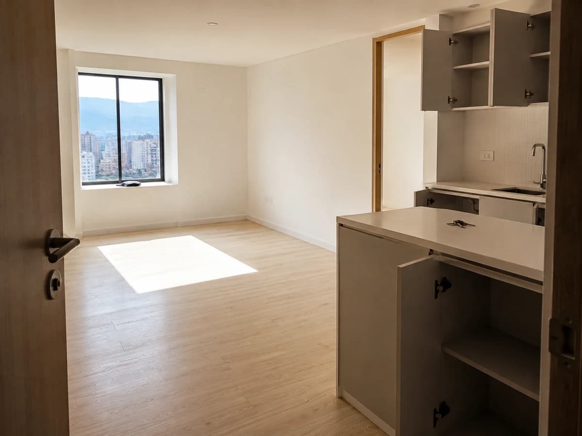 Apartamento vacío en Medellín después de la limpieza de mudanza de MimiMaids
